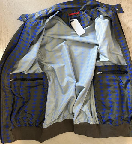 NWT  Kiton Men Diamond-Print Windbreaker Track Jacket BLUE OLIVE 50/M