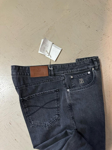 $1095 Brunello Cucinelli Men High Rise Faded Jeans Pants MD GREY/Black 50/34