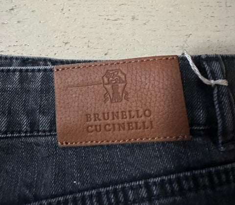 $1095 Brunello Cucinelli Men High Rise Faded Jeans Pants MD GREY/Black 50/34