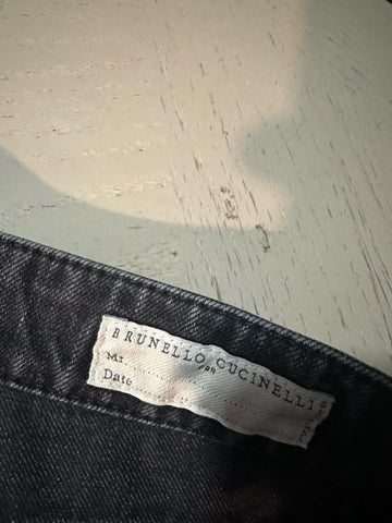 $1095 Brunello Cucinelli Men High Rise Faded Jeans Pants MD GREY/Black 50/34