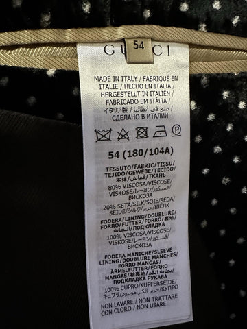 $7800 Gucci Men Iconic Double Breasted Velvet Suit Black/White 54/44