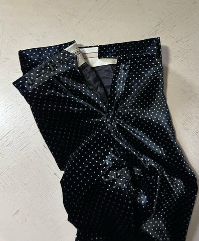 $7800 Gucci Men Iconic Double Breasted Velvet Suit Black/White 54/44