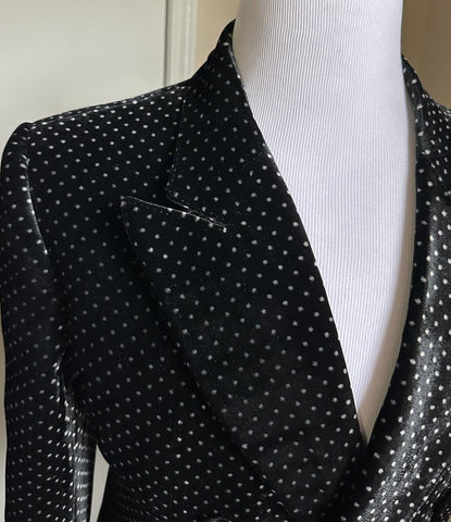 $7800 Gucci Men Iconic Double Breasted Velvet Suit Black/White 54/44