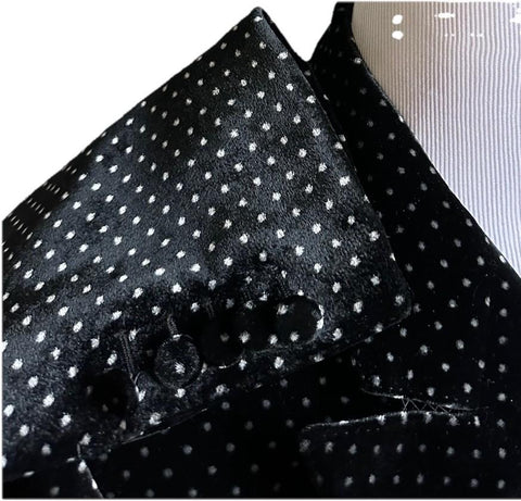 $7800 Gucci Men Iconic Double Breasted Velvet Suit Black/White 54/44