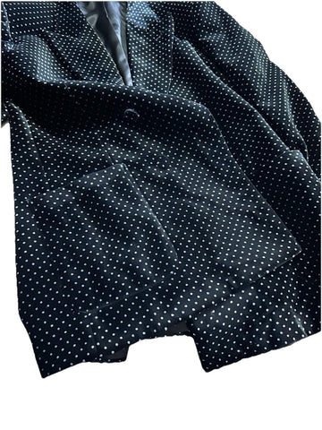 $7800 Gucci Men Iconic Double Breasted Velvet Suit Black/White 54/44