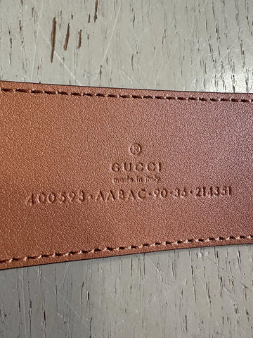 New $1980 Gucci Ostrich Leather/Python GG Marmont Belt Brown/Beige/White 90/36