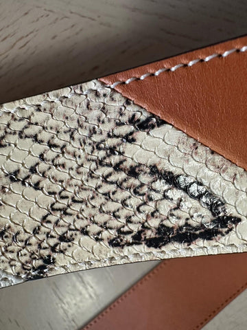 New $1980 Gucci Ostrich Leather/Python GG Marmont Belt Brown/Beige/White 90/36