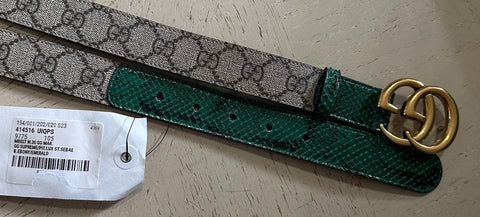 New $1450 Gucci Limited GG Python/Canvas Belt Green/Beige 105/42 414516