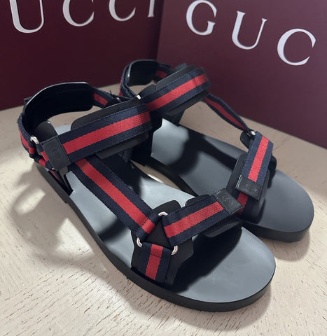 NIB Gucci Men Leather/Canvas Sandal Shoes Black/Red/Blue 11 US/10 UK 790930
