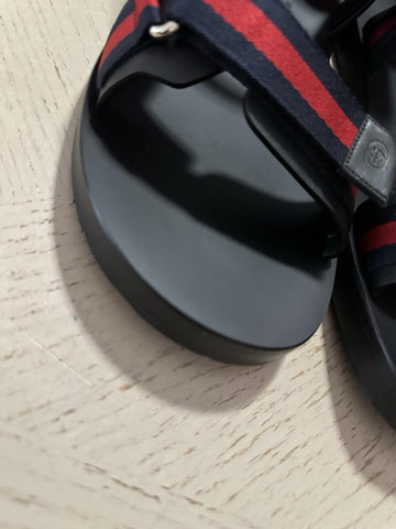 NIB Gucci Men Leather/Canvas Sandal Shoes Black/Red/Blue 11 US/10 UK 790930
