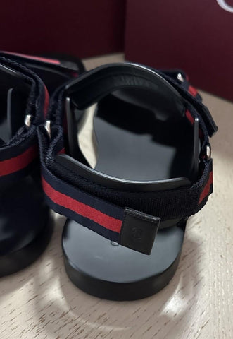 NIB Gucci Men Leather/Canvas Sandal Shoes Black/Red/Blue 11 US/10 UK 790930