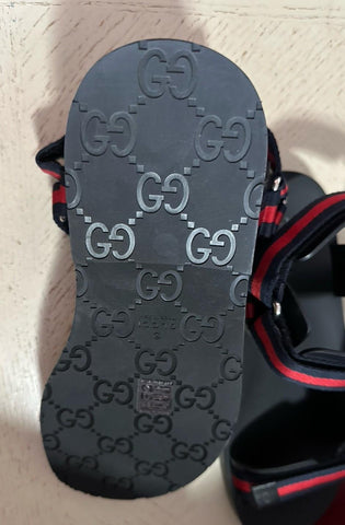 NIB Gucci Men Leather/Canvas Sandal Shoes Black/Red/Blue 11 US/10 UK 790930