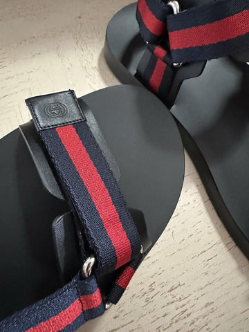 NIB Gucci Men Leather/Canvas Sandal Shoes Black/Red/Blue 11 US/10 UK 790930