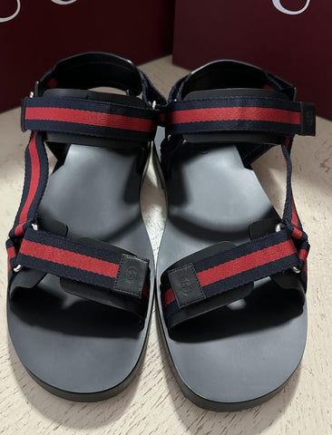 NIB Gucci Men Leather/Canvas Sandal Shoes Black/Red/Blue 10.5 US/9.5 UK 790930