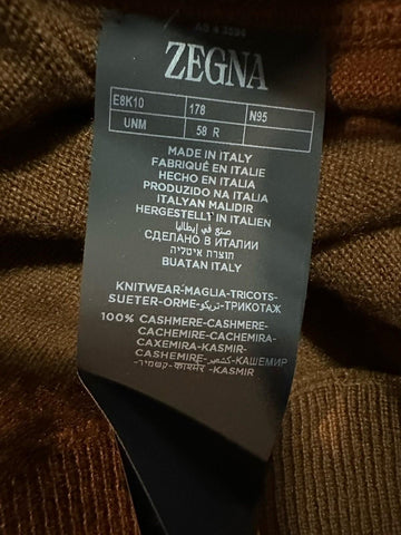 NWT $2490 ZEGNA Cashmere Hoodie Sweater Pullover cocoa brown 58 Eu/3XL Italy