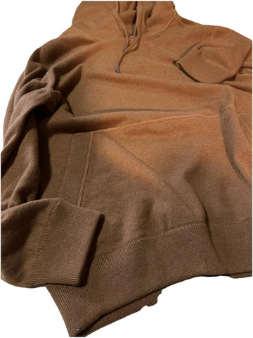 NWT $2490 ZEGNA Cashmere Hoodie Sweater Pullover cocoa brown 58 Eu/3XL Italy