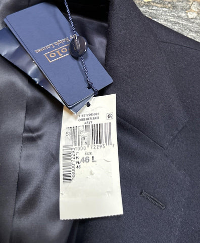 New Polo Ralph Lauren Men Iconic Doeskin Blazer Blazer Jacket Navy 46L/56L Italy