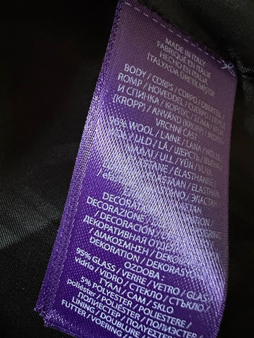 New $4390 Ralph Lauren Purple Label Embellished Stretch Wool Blazer Black 8 US