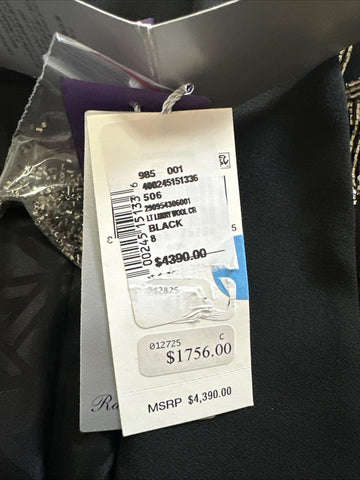 New $4390 Ralph Lauren Purple Label Embellished Stretch Wool Blazer Black 8 US