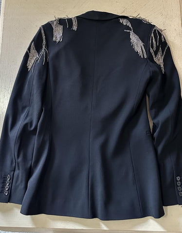 New $4390 Ralph Lauren Purple Label Embellished Stretch Wool Blazer Black 8 US