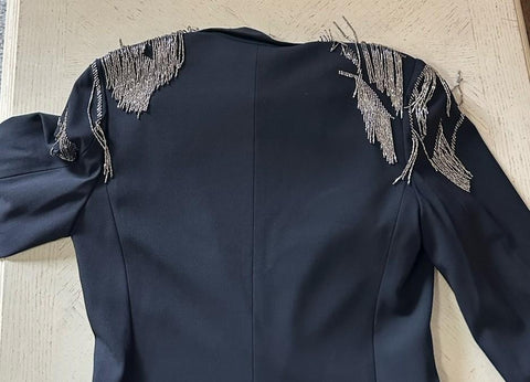 New $4390 Ralph Lauren Purple Label Embellished Stretch Wool Blazer Black 8 US