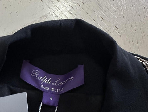 New $4390 Ralph Lauren Purple Label Embellished Stretch Wool Blazer Black 8 US