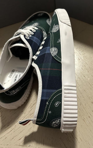 NIB Thom Browne Men Plaid Paisley Canvas Sneakers Blue/Green 9 US/42 EU