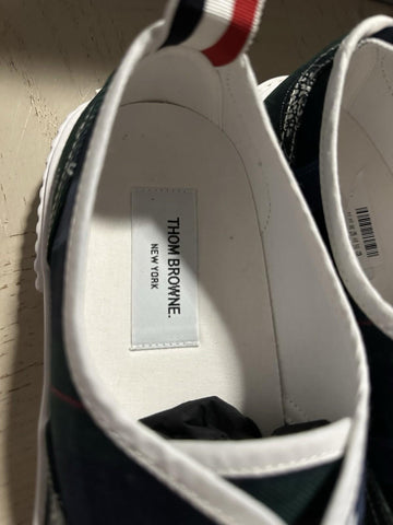 NIB Thom Browne Men Plaid Paisley Canvas Sneakers Blue/Green 9 US/42 EU