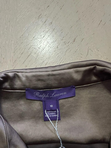 New $2690 Ralph Lauren Purple Label Washed Charmeuse Shirtdress TRUFFLE Size 10