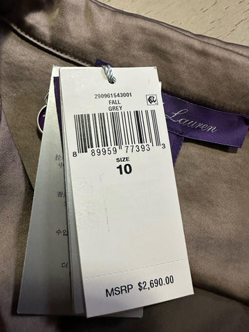 New $2690 Ralph Lauren Purple Label Washed Charmeuse Shirtdress TRUFFLE Size 10