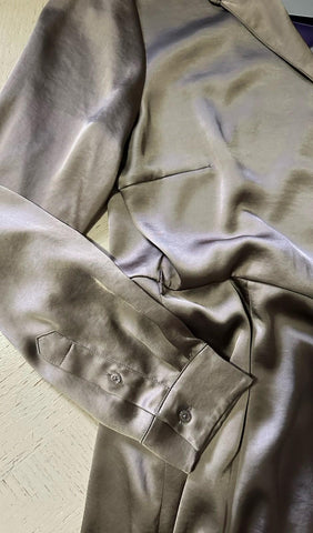 New $2690 Ralph Lauren Purple Label Washed Charmeuse Shirtdress TRUFFLE Size 10