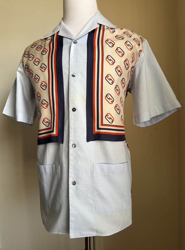 Gucci Men’s GG Print Short Sleeve Shirt Blue/Multi Size 48/M