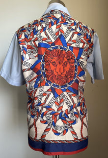 Gucci Men’s GG Print Short Sleeve Shirt Blue/Multi Size 48/M