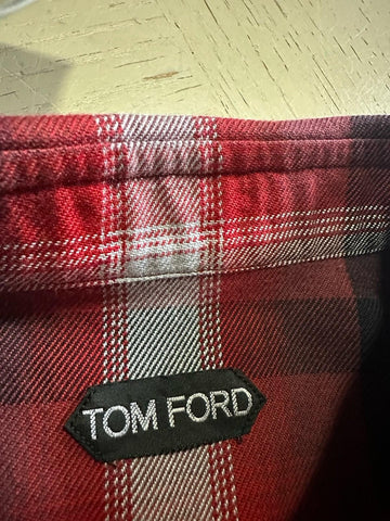 New $750 TOM FORD Men Shirt Red/Black Size 41/16 Italy