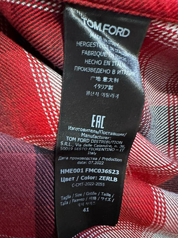 New $750 TOM FORD Men Shirt Red/Black Size 41/16 Italy
