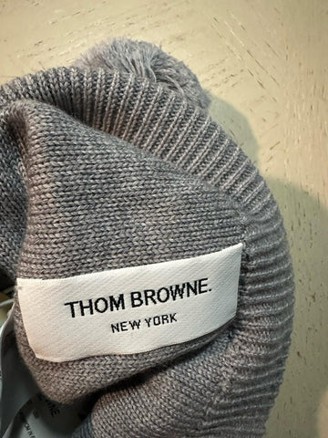 Thom Browne Pom-Pom Merino Wool Beanie Hat LIGHT GREY One Size Italy