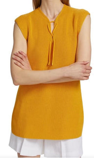 Loro Piana Women Rapallo Ribbed Top Blouse SUNNY YELLOW Size S New $1450