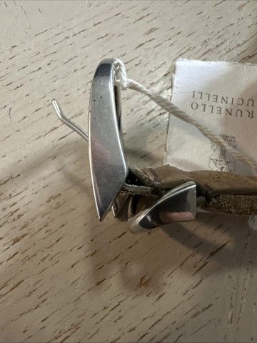 New $980 Brunello Cucinelli Men Suede Belt LT Brown 95/38 Italy