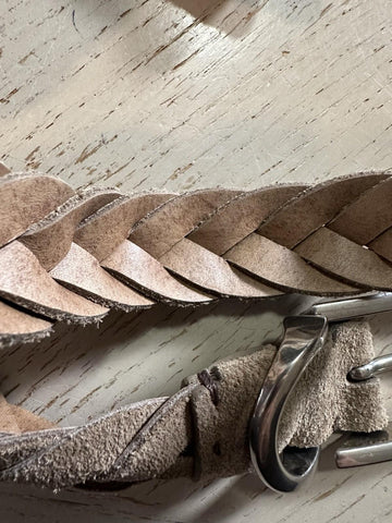 New $980 Brunello Cucinelli Men Suede Belt LT Brown 95/38 Italy