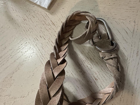 New $980 Brunello Cucinelli Men Suede Belt LT Brown 95/38 Italy