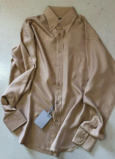 New $1280 TOM FORD Men Button Down Shirt camel / tan Size 43/17 Italy