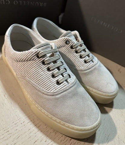 NIB $950 Brunello Cucinelli Men’s Suede Sneakers Shoes Ivory 7 US/40 Eu