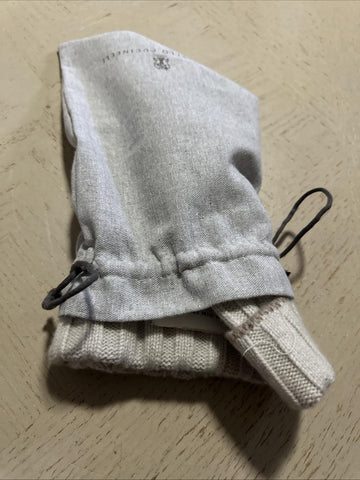 NWT Brunello Cucinelli Men Cashmere Beanie Hat Cream L Italy