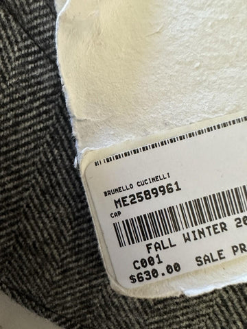 NWT Brunello Cucinelli Men Cucinelli Print Flat Cap Hat Gray Size M