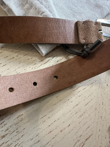 New Brunello Cucinelli Men Suede Buckle Silver Belt Brown 100/40 Italy