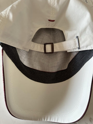 NWT Brunello Cucinelli Men Logo Print Baseball Cap Hat Off White Size M