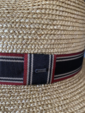 NWT Saint Laurent Men Straw Fedora Hat Beige Size S Italy