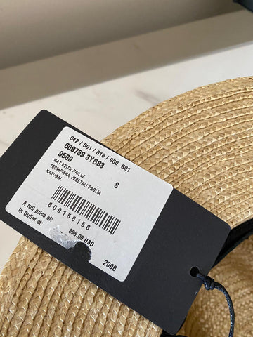 NWT Saint Laurent Men Straw Fedora Hat Beige Size S Italy
