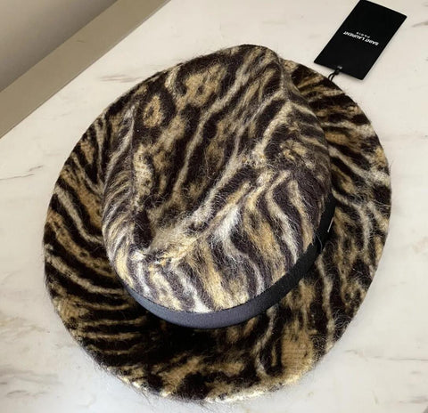 NWT $795 Saint Laurent Womens Fedora Hat Beige/Black Size M Italy
