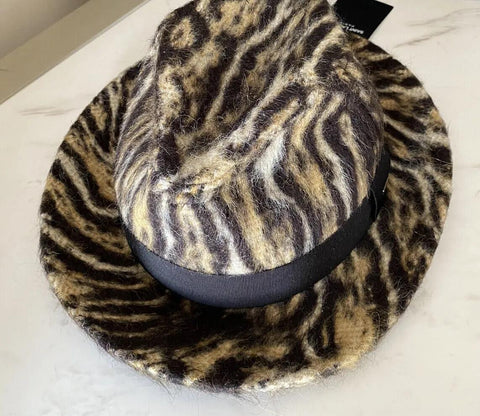 NWT $795 Saint Laurent Womens Fedora Hat Beige/Black Size M Italy